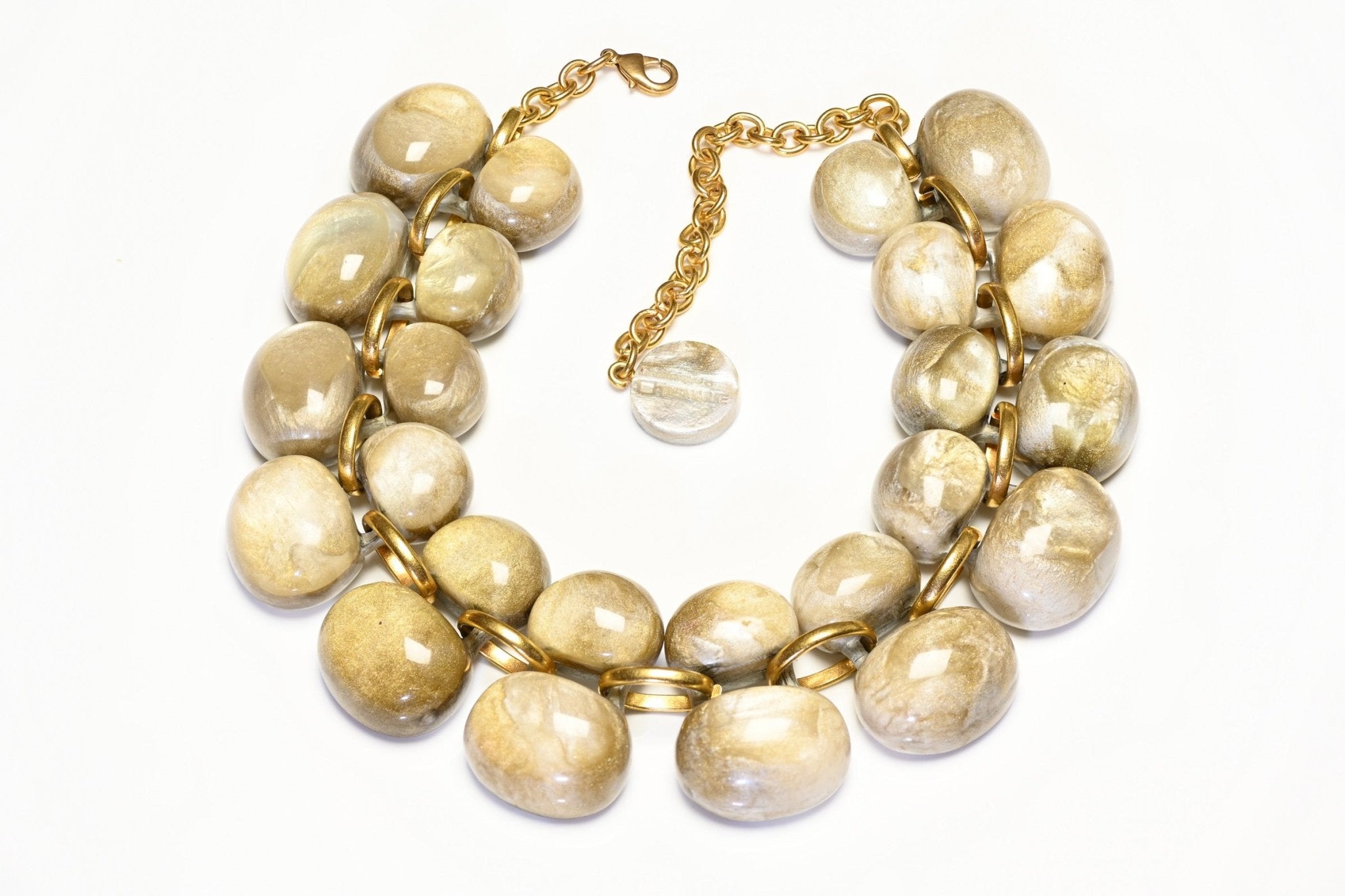 Dominique Denaive Paris Gray Resin Wide Chain Collar Necklace - DSF Antique Jewelry