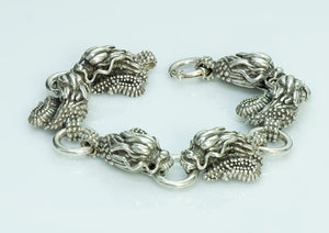 Vintage Sterling Silver Dragon Men's Bracelet