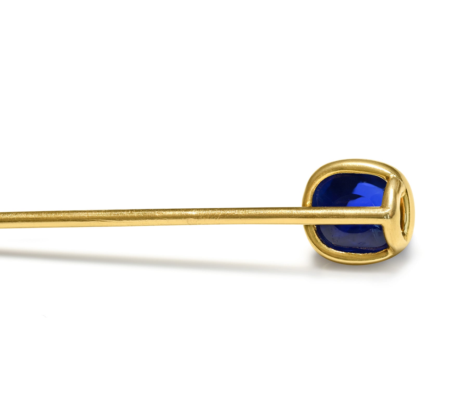 Natural Unheated Kashmir Sapphire Gold Stick Pin Back 