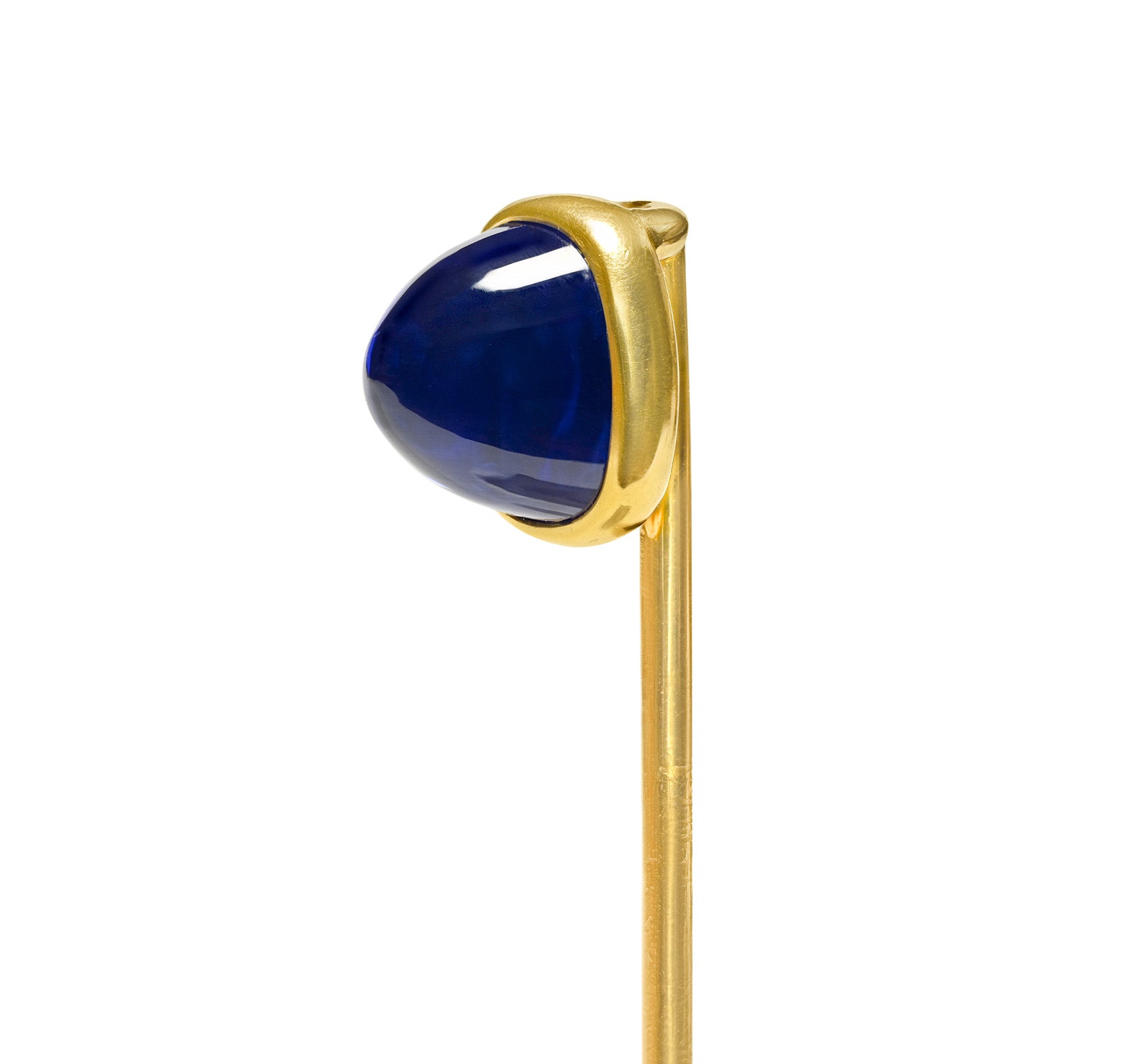 Antique Unheated Kashmir Sapphire Gold Stick Pin