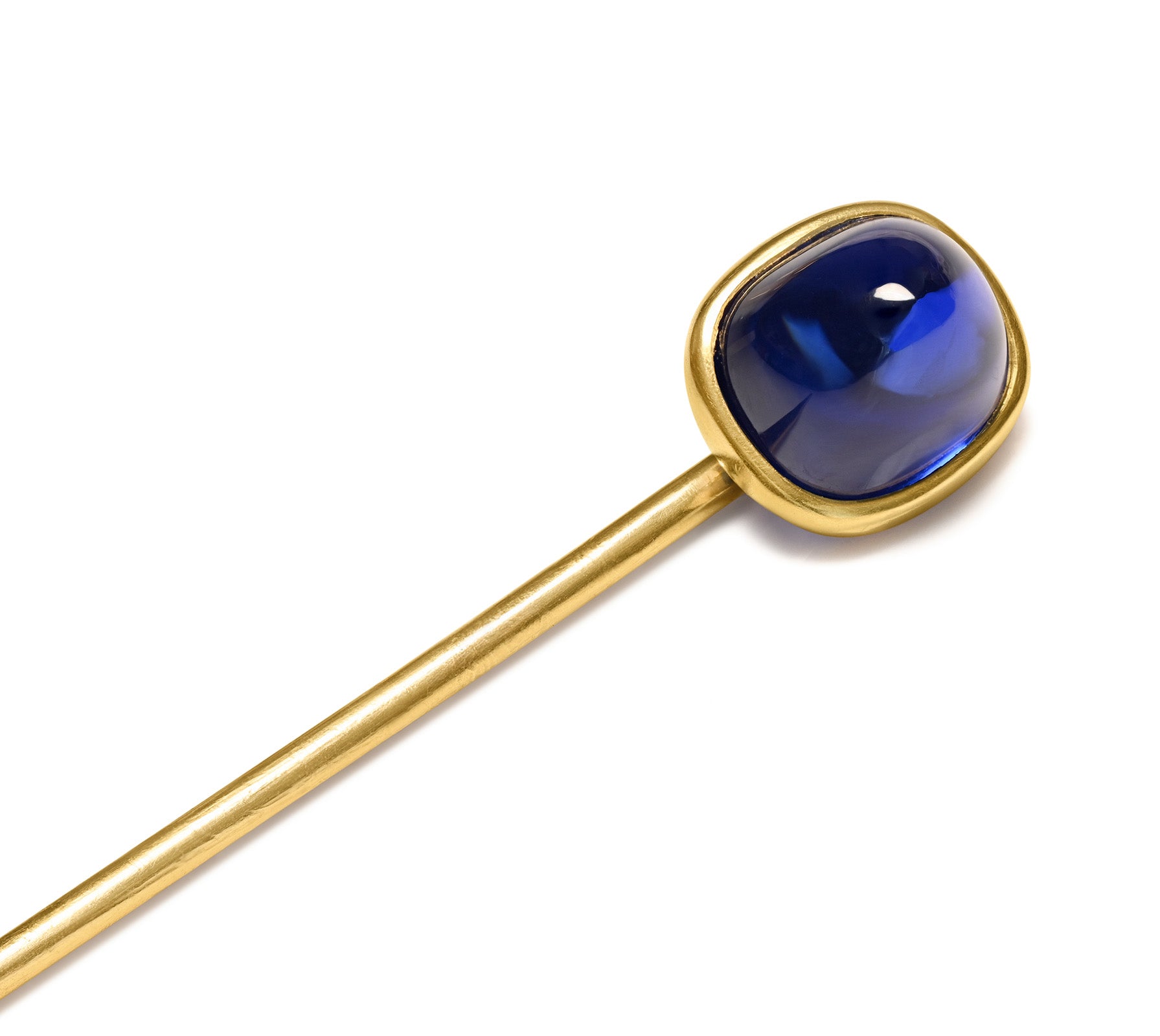 Unheated Kashmir Sapphire Rare Gold Stick Pin
