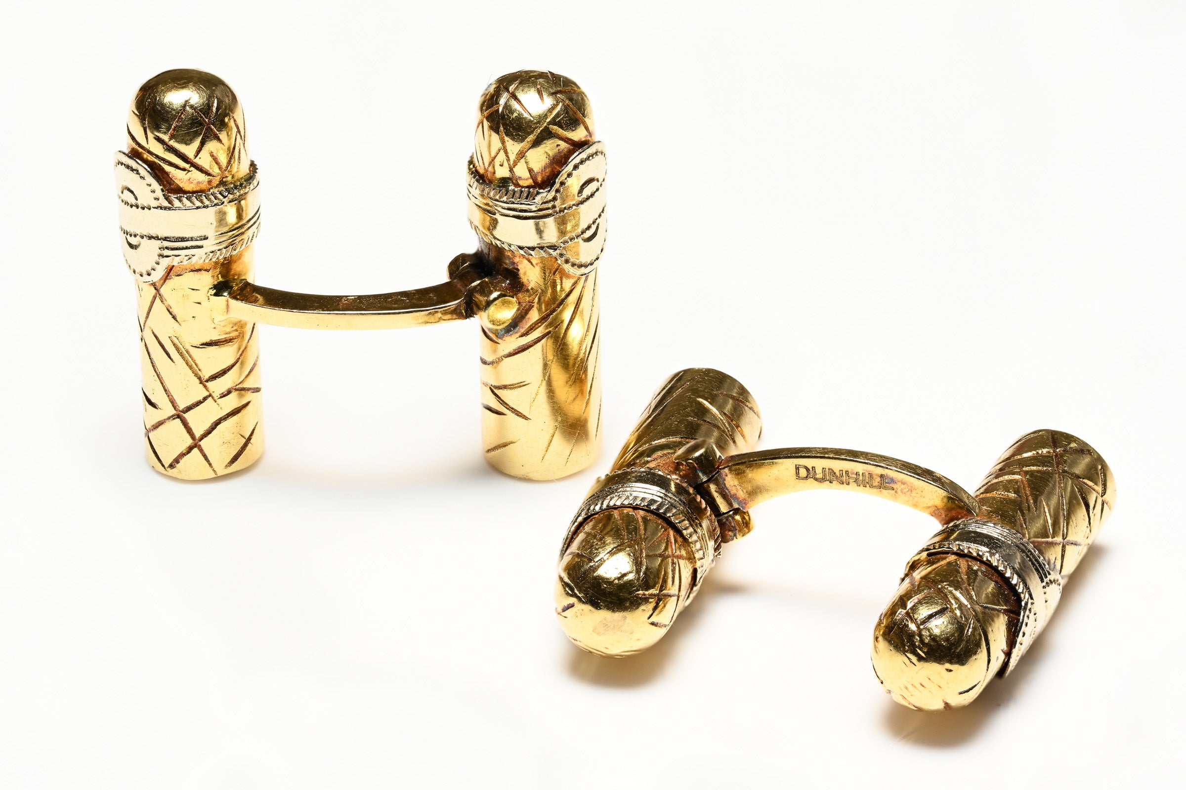 Alfred Dunhill Art Deco Gold Cigar-Shaped Cufflinks