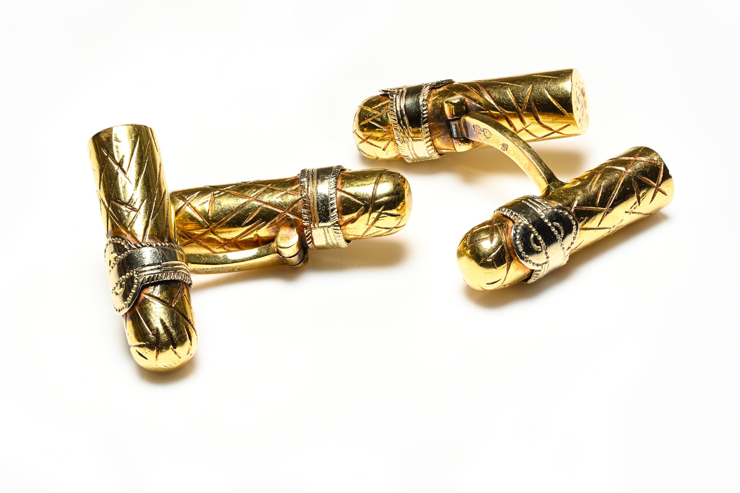 Dunhill France Art Deco 18K Gold Cigar Cufflinks