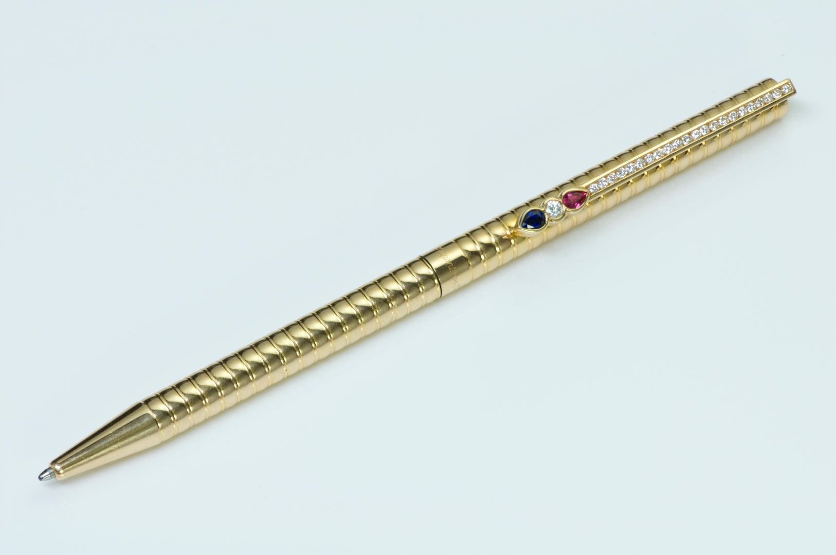Dupont Gold Diamond Sapphire Ruby Pen - DSF Antique Jewelry