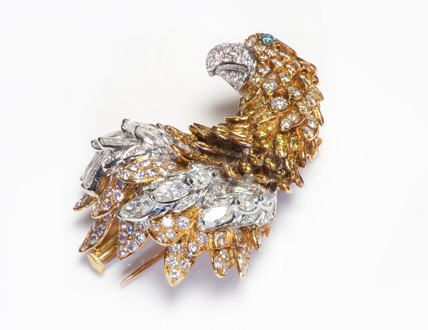 Eagle Fancy Diamond Gold Brooch Brooch by Duran