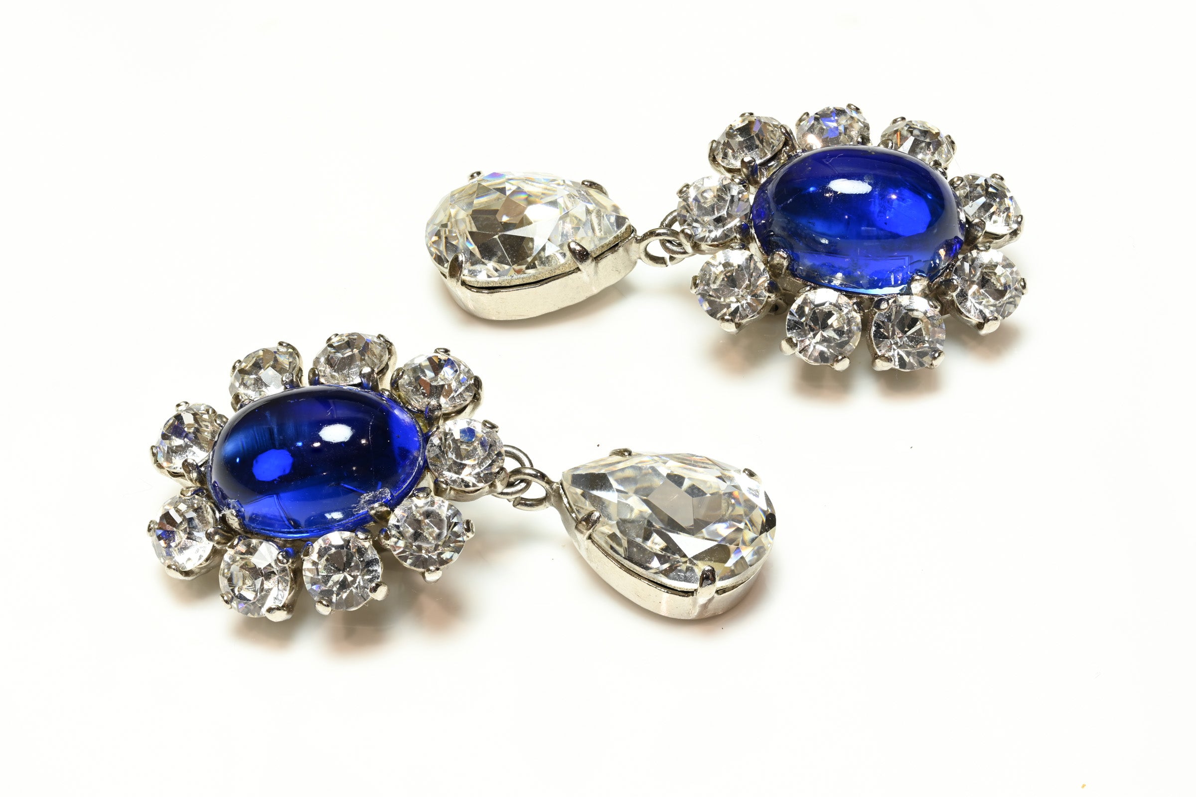 Philippe Ferrandis Paris Blue Cabochon Crystal Drop Earrings 1
