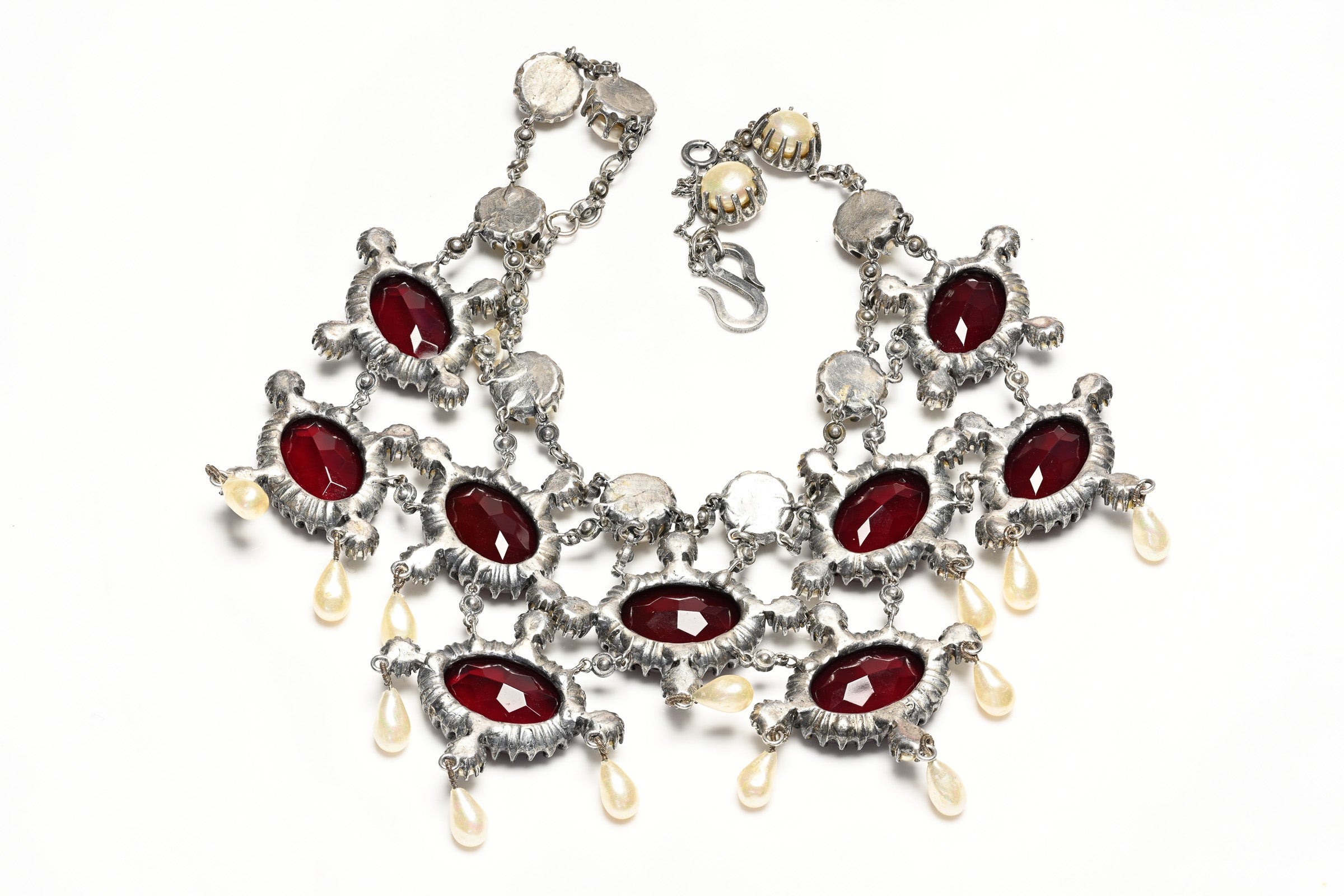 Christian Dior Paris Couture 1955 Francis Winter Red Pearl Necklace Bracelet Set