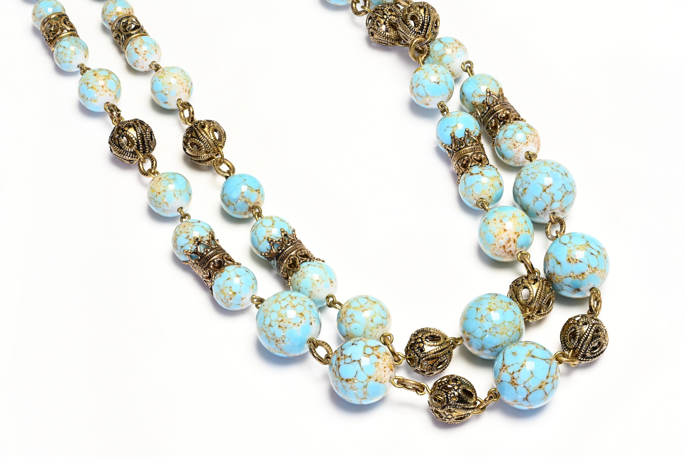 Vintage 1950's Louis Rousselet Paris Couture Glass Filigree Beads Necklace