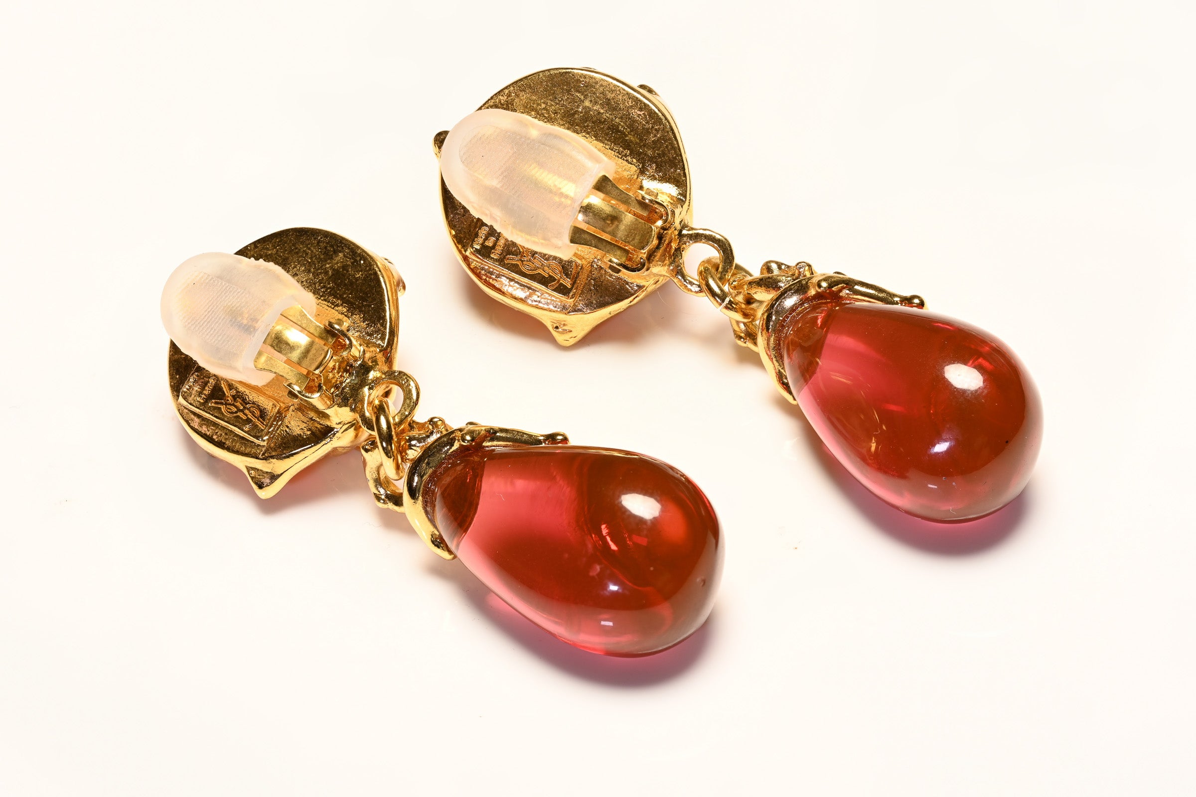 Vintage Yves Saint Laurent Paris Couture Pink Orange Earrings