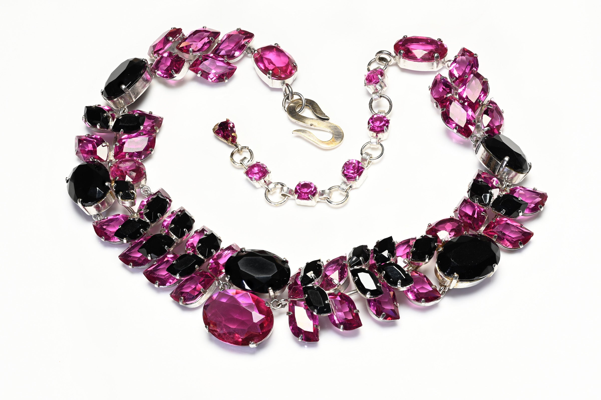 Christian Dior Paris Couture 1959 Pink Black Crystal Necklace