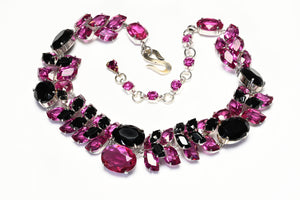 Christian Dior Paris Couture 1959 Pink Black Crystal Collar Necklace