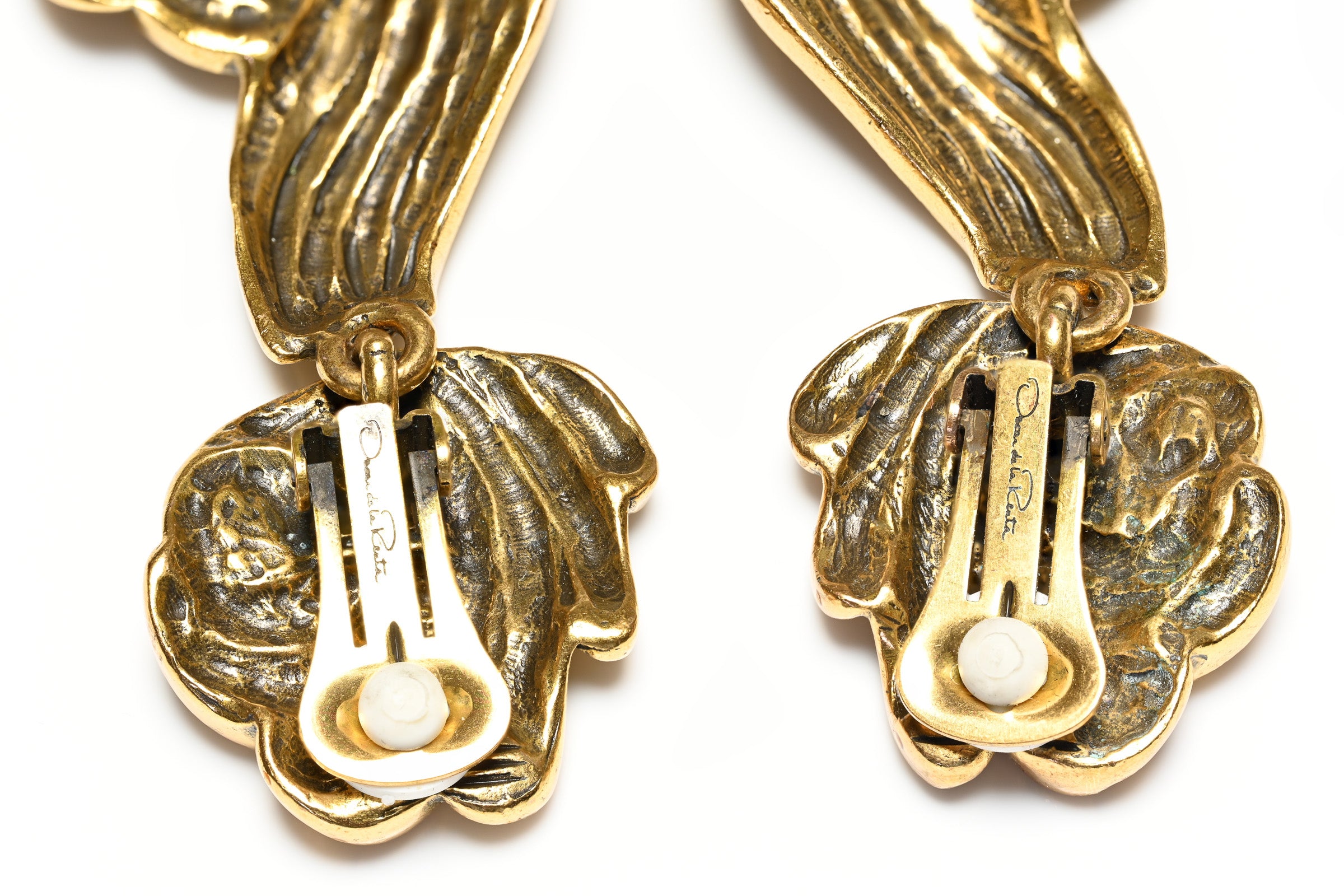 Oscar de la Renta Gold Plated Swirl Earrings