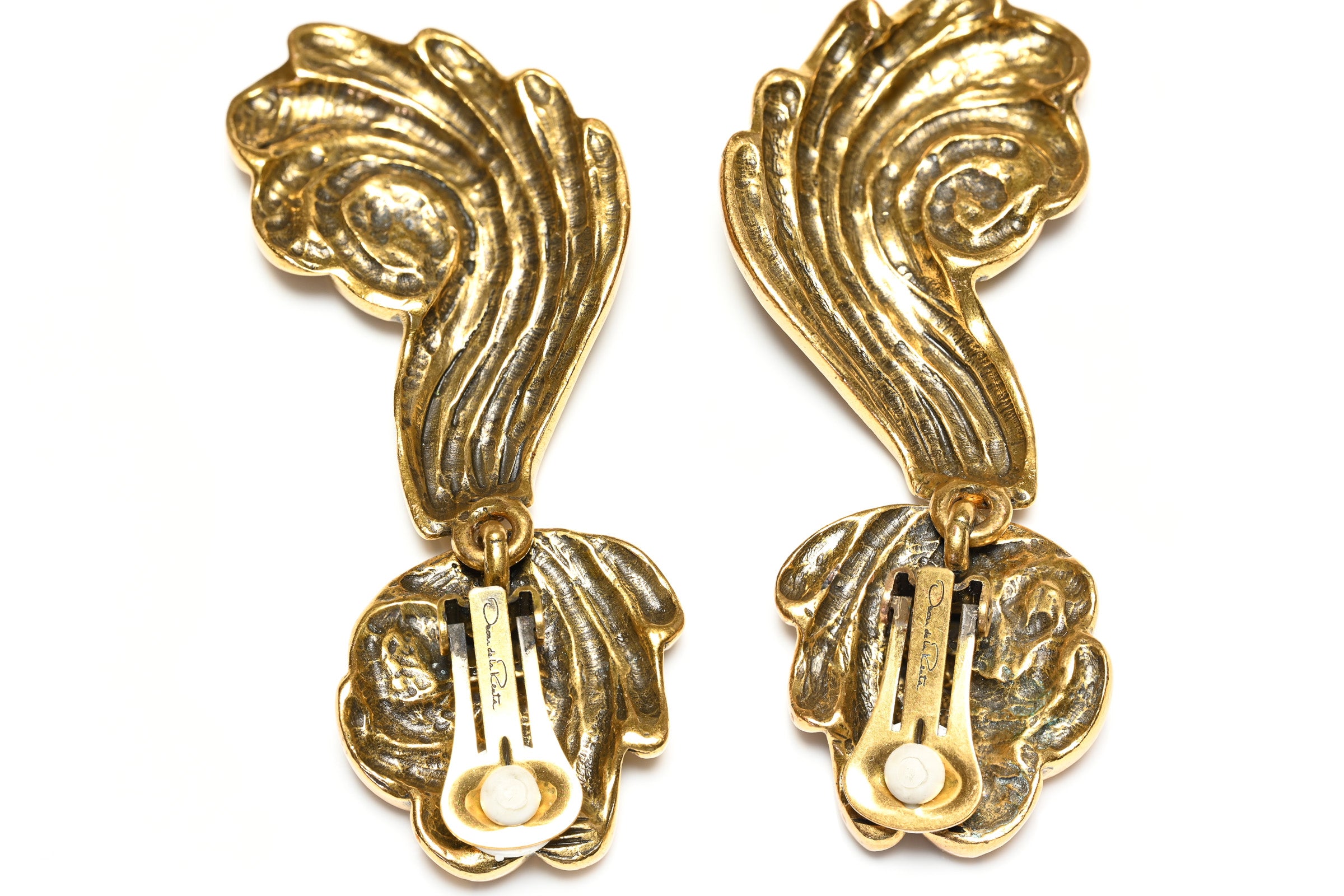 Oscar de la Renta Long Swirl Earrings