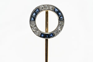 Art Deco Gold Diamond Ruby Circle Stick Pin