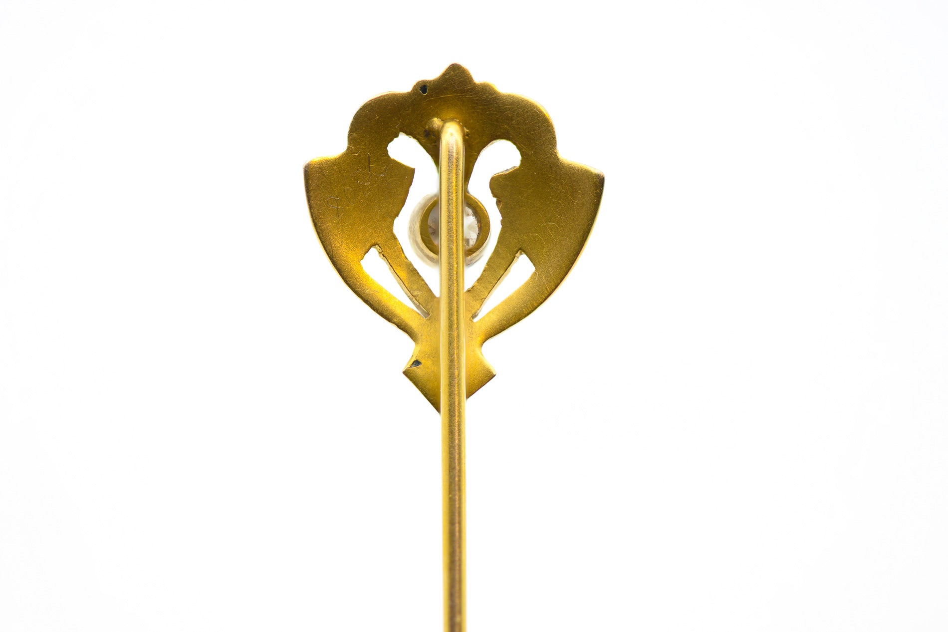 Transitional 14K Gold Old Mine Cut Diamond Stick Pin 