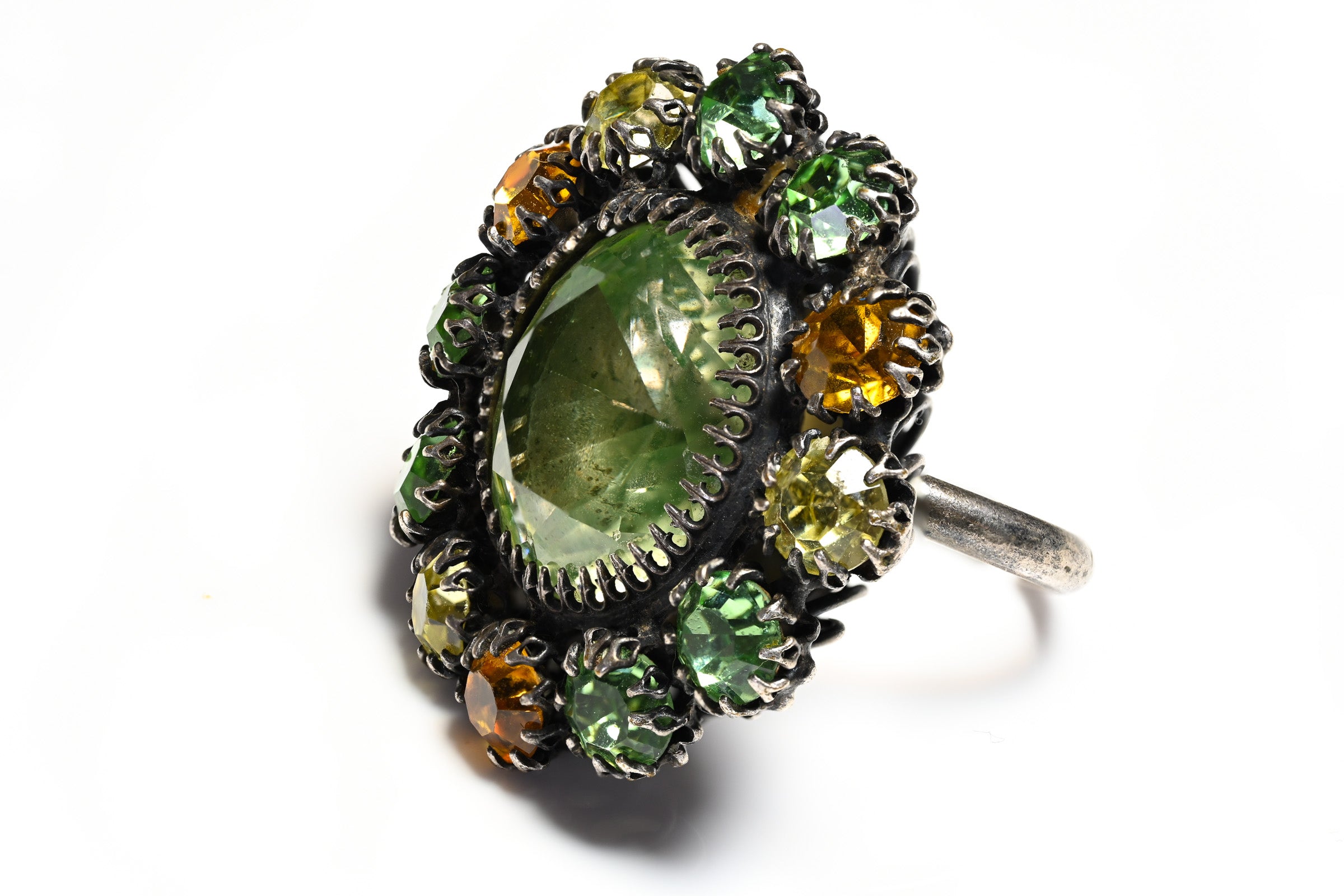 Vintage 1950's Countess Cissy Zoltowska CIS Green Crystal Ring