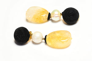 Rebecca de Ravenel Long Pearl Yellow Quartz Earrings
