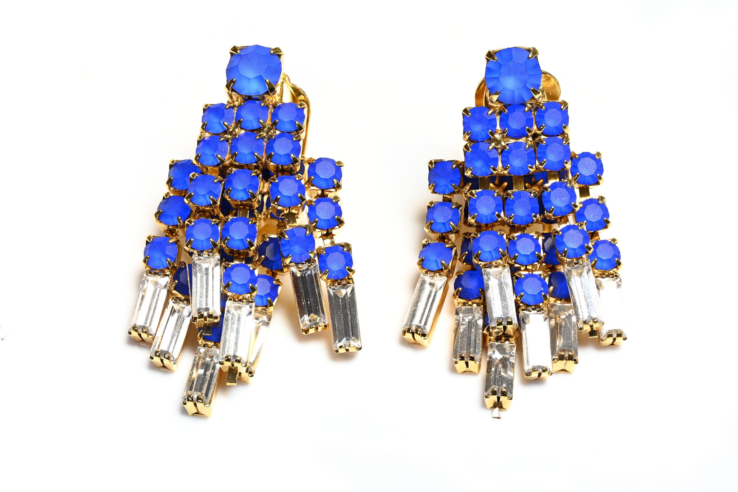 Poggi Paris Blue Crystal Tassel Earrings