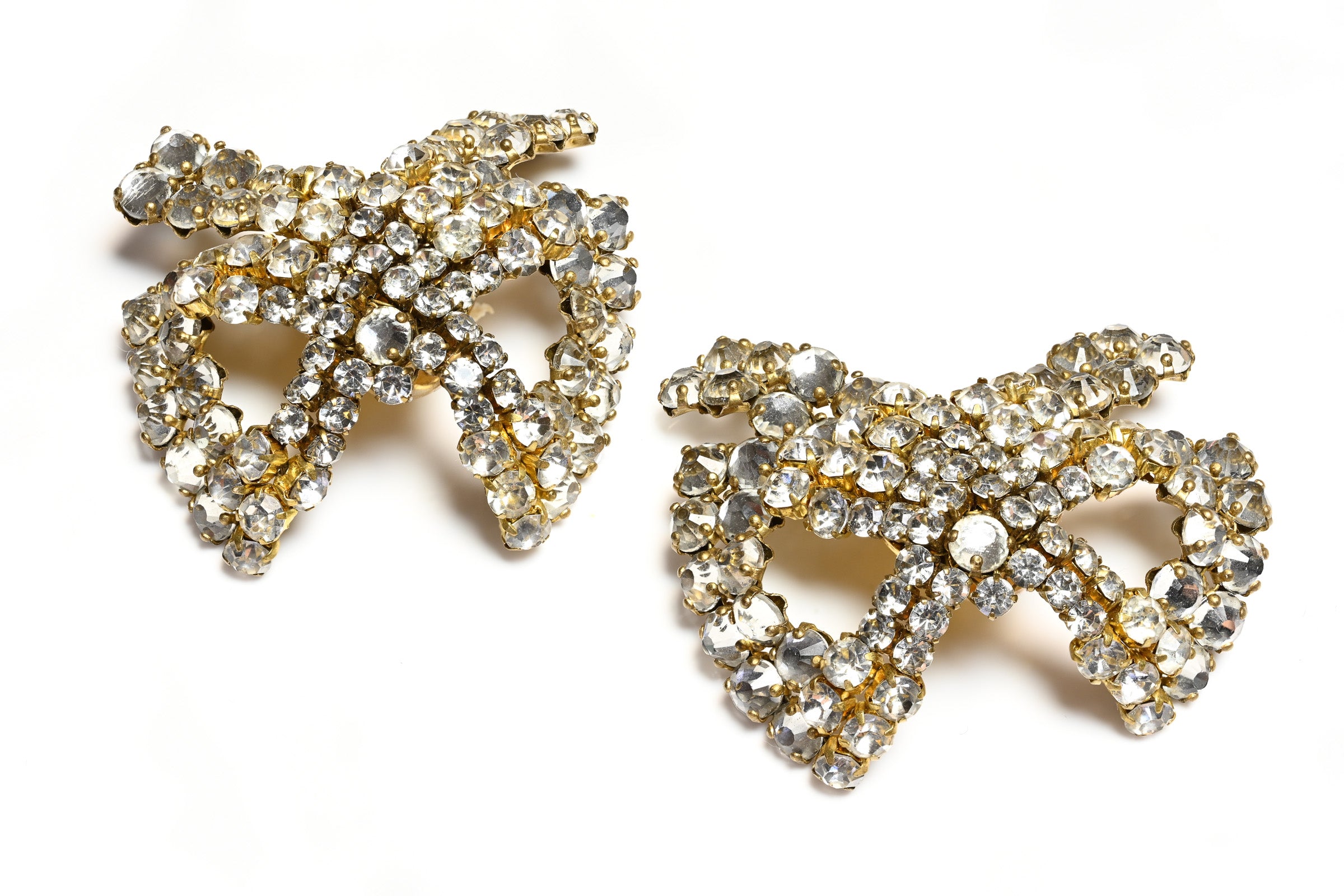 Rebecca de Ravenel Gold Plated Crystal Bow Earrings