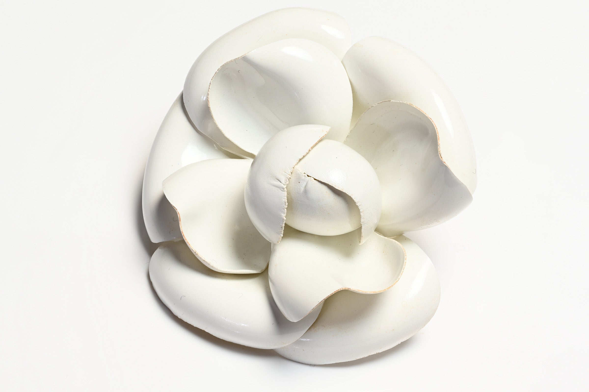 Vintage Chanel Paris Large White Resin Camellia Flower Brooch