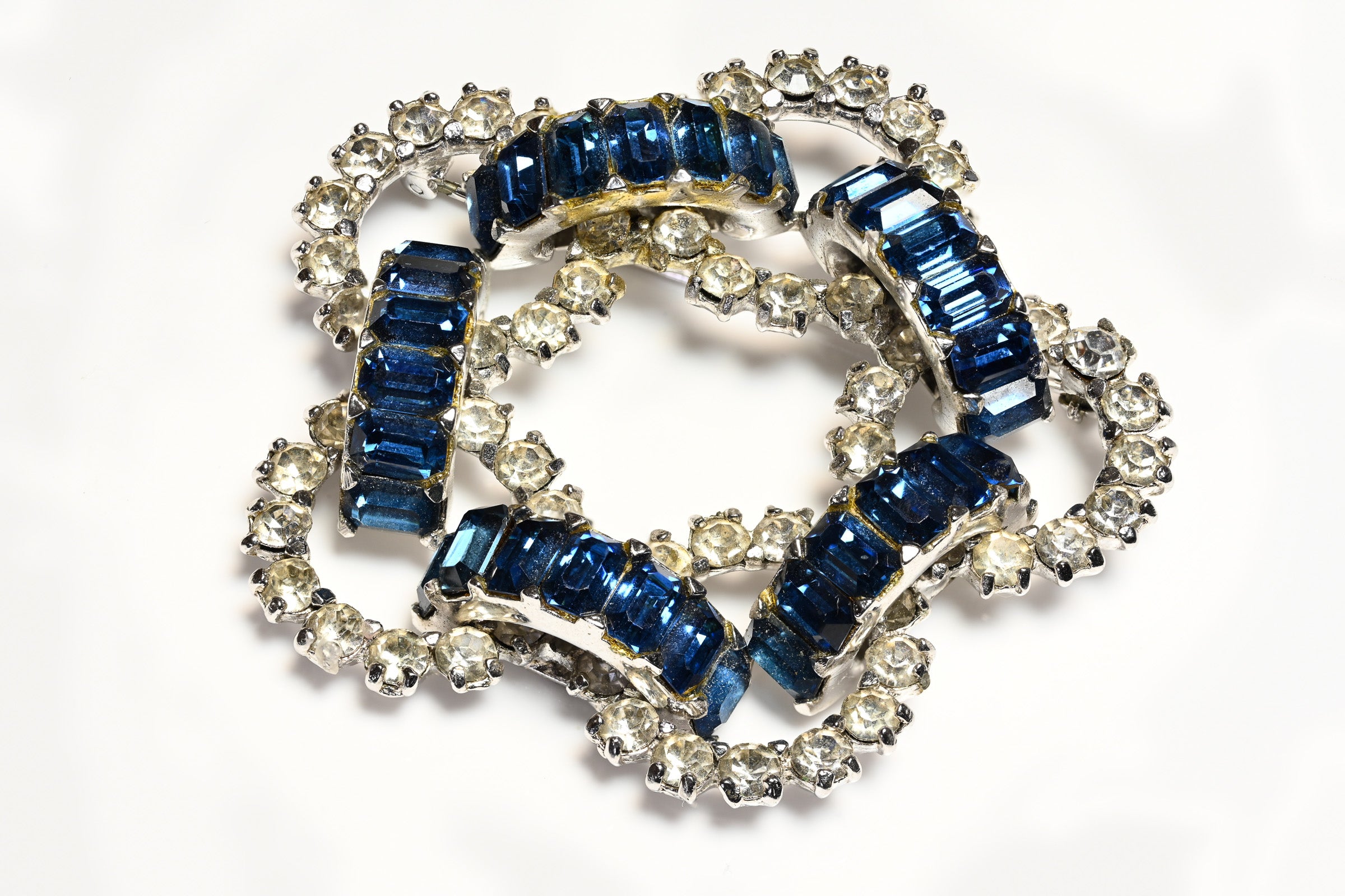 Christian Dior 1950's Mitchel Maer Blue Crystal Brooch Set