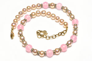 Vintage Christian Dior Germany Pink Glass Beads Pearls Necklace