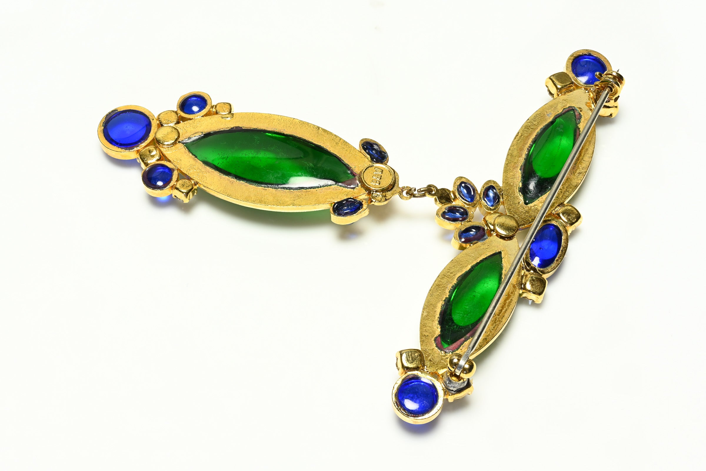 Vintage Butler & Wilson Green Blue Crystal Brooch