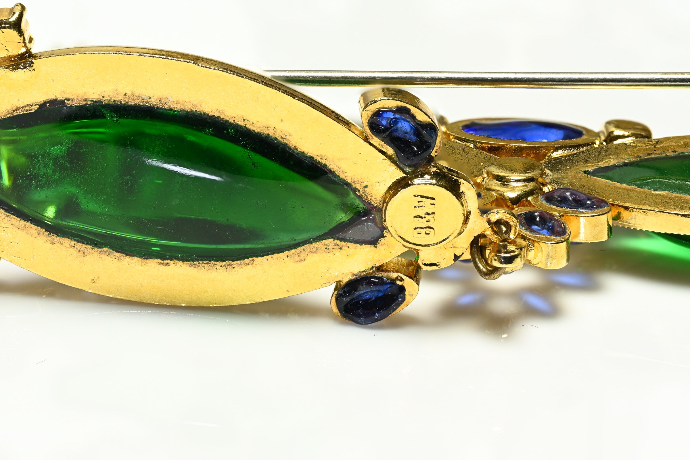 Vintage 1990's Butler & Wilson Green Blue Glass Brooch