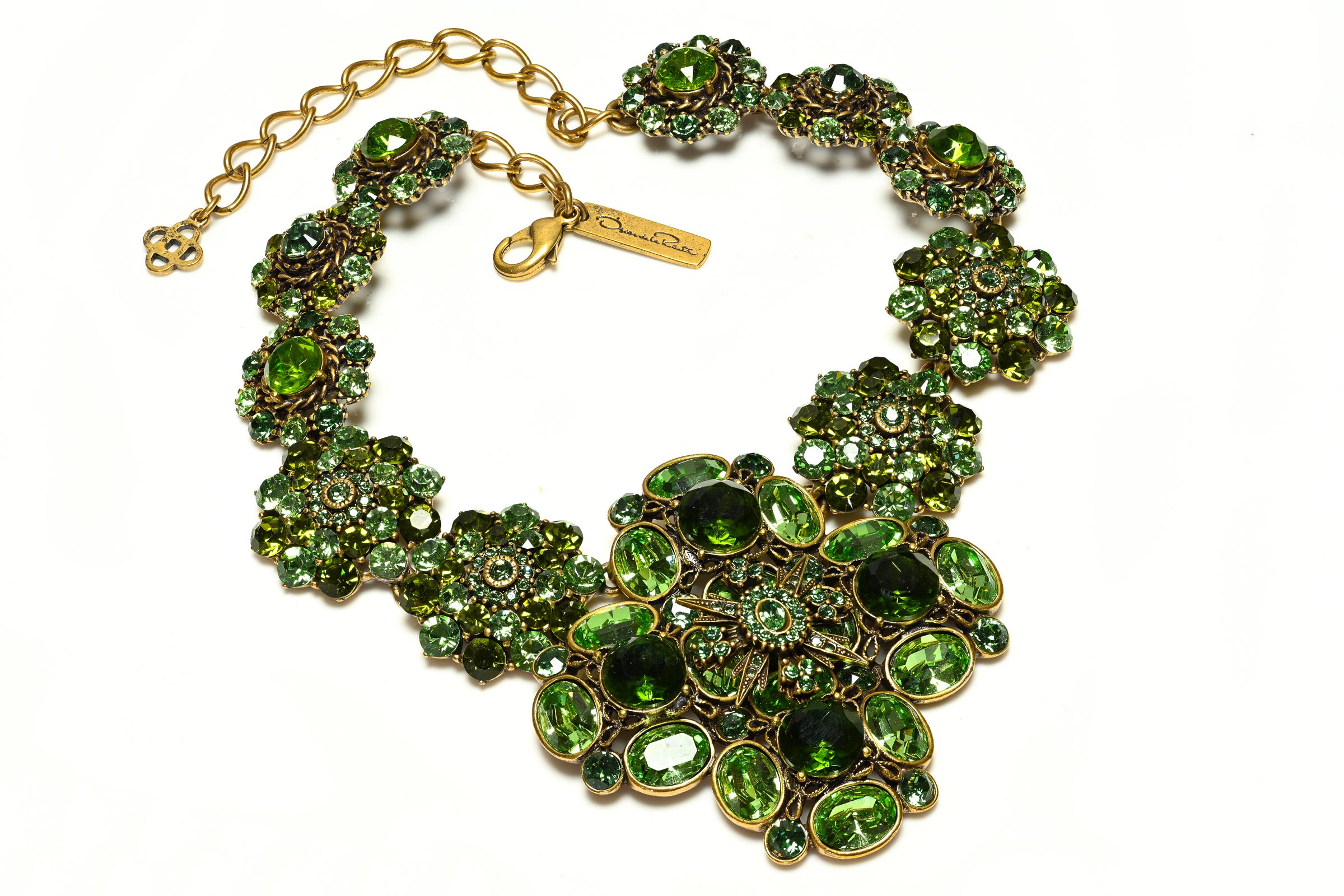 Oscar de la Renta Green Large Flower Necklace