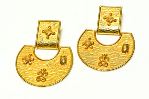 Vintage Dominique Aurientis Paris Large Turtle Charm Door Knocker Earrings