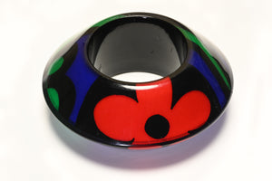 Christian Lacroix Spring 1992 Wide Floral Resin Bangle Bracelet