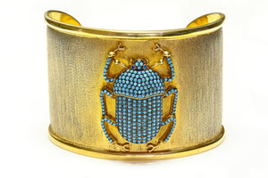 Begum Khan Pharaoh Scarab Turquoise Cuff Bracelet