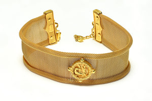 Catherine Prevost Wide Gold Plated Mesh Choker Necklace