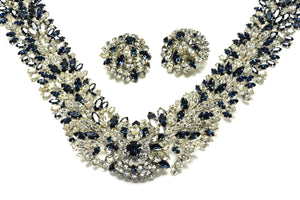 Christian Dior Couture 1965 Max Muller Blue Crystal Necklace Earrings Set