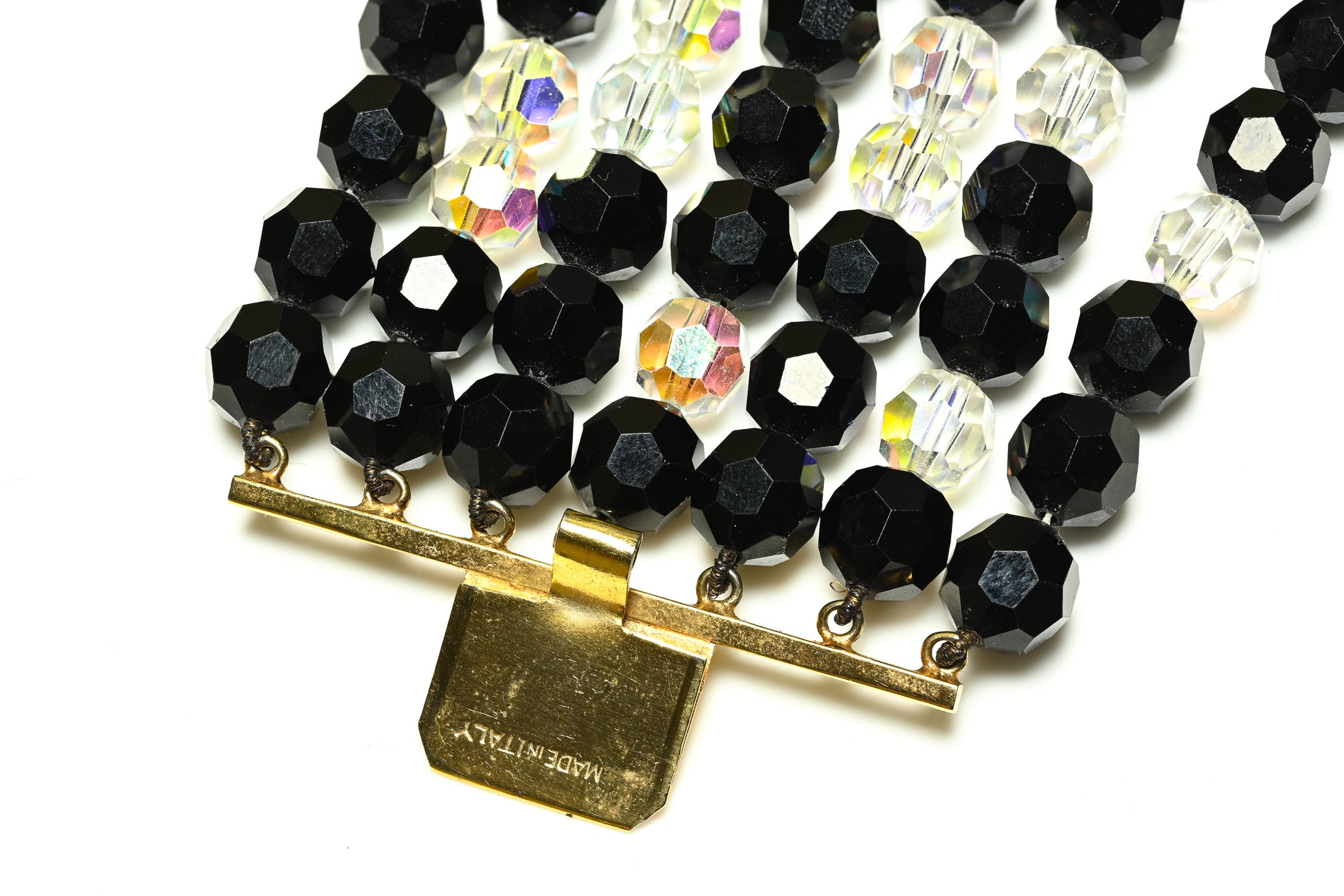Vintage 1960's Coppola e Toppo Black Aurora Borealis Crystal Necklace 2