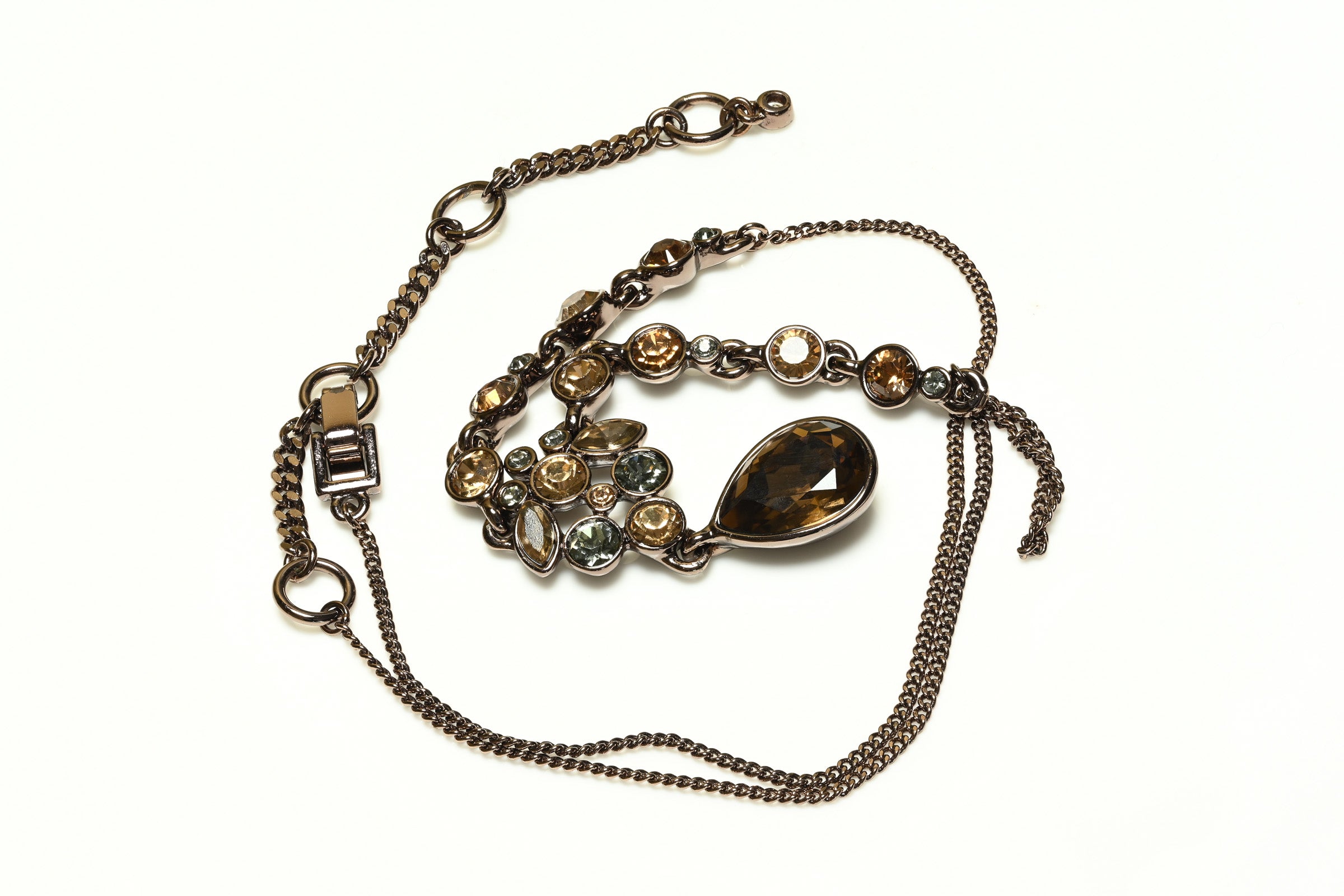 Givenchy Paris Brown Crystal Chain Pendant Necklace 1