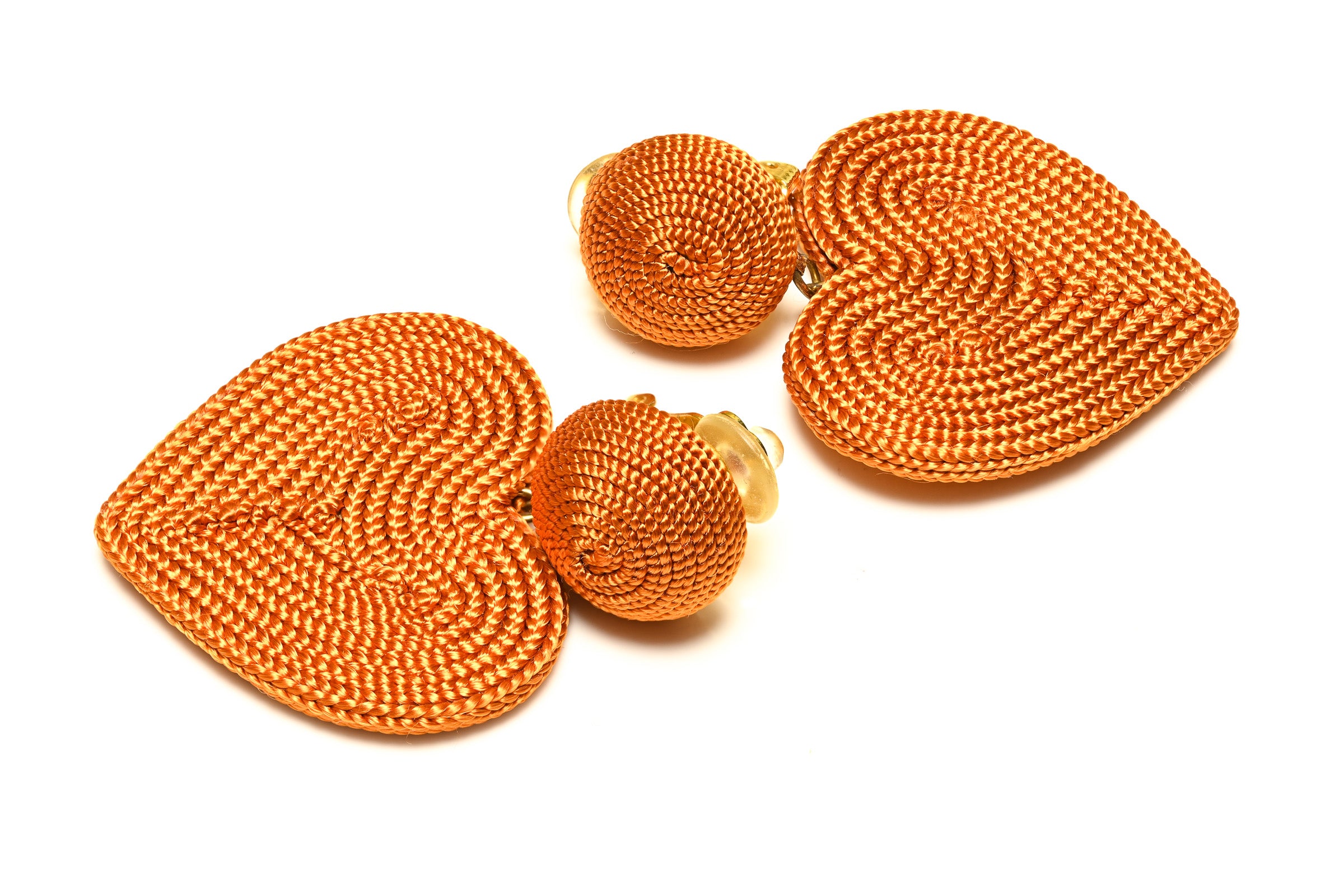 Rebecca de Ravanel Orange Heart Silk-like Drop Earrings