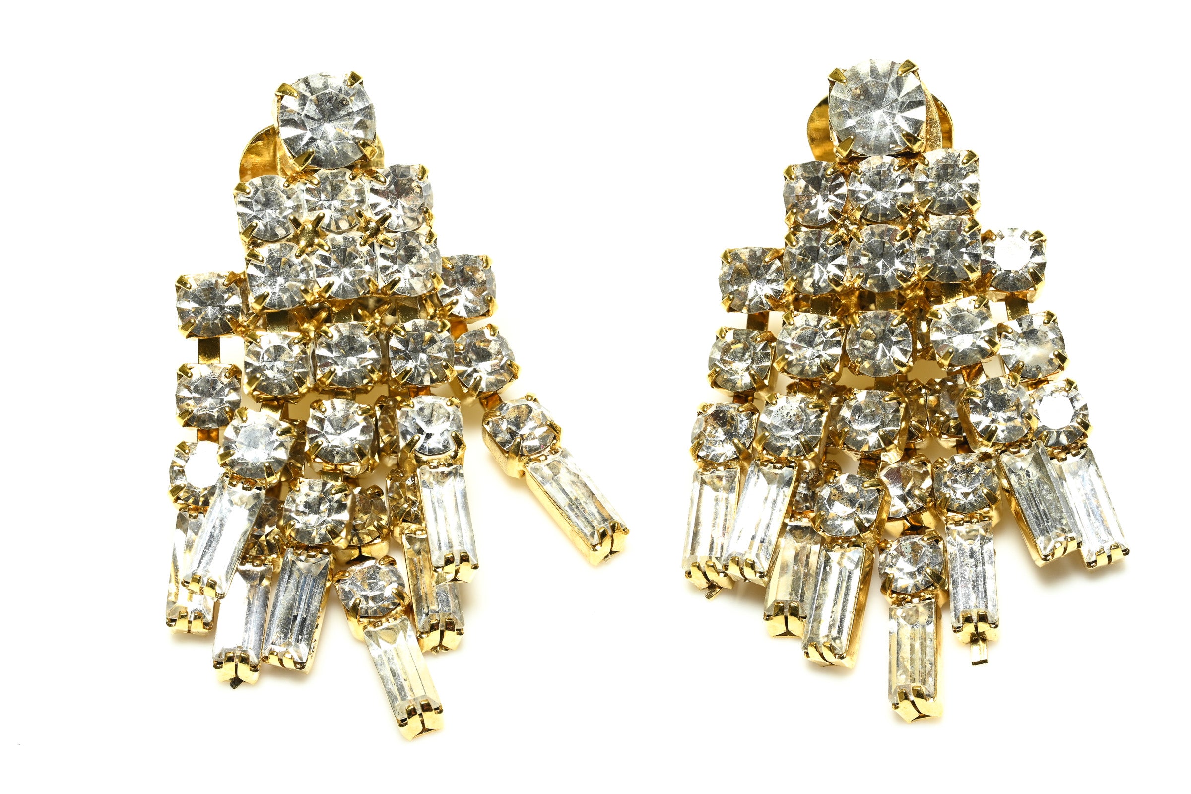 Poggi Paris Gold Plated Crystal Tassel Earrings