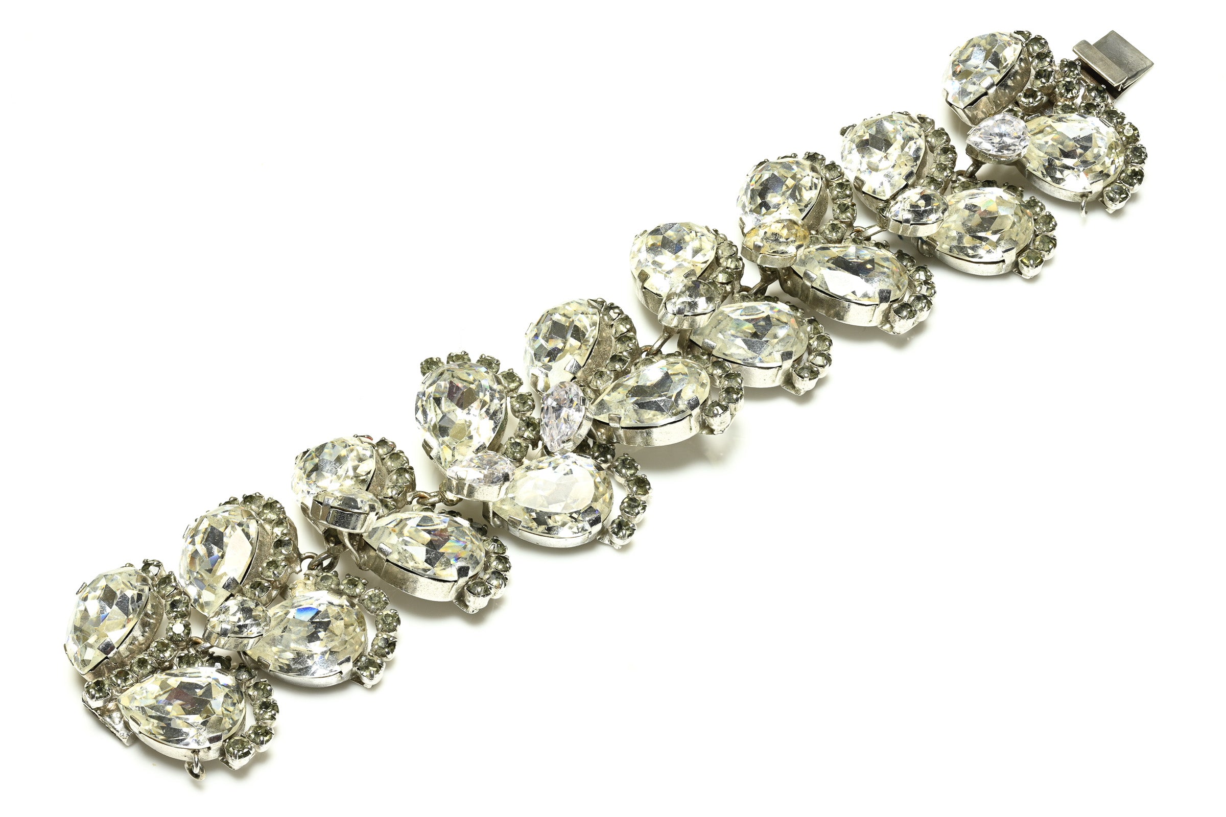 Vintage 1950's Christian Dior Couture Crystal Wide Bracelet 1