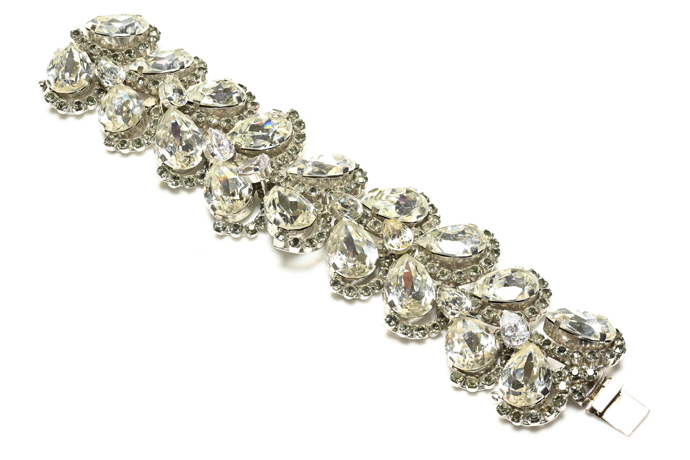 Vintage 1950's Christian Dior Couture Crystal Wide Bracelet