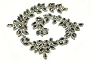 Vintage Kenneth Jay Lane Blue Crystal Flower Collar Necklace