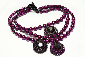 Giorgio Armani Couture Purple Pearl Crystal Beads Collar Necklace