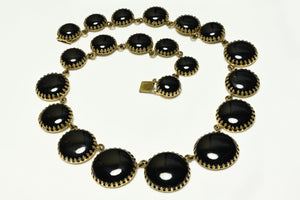 Vintage 1950's French Black Cabochon Riviere Collar Necklace