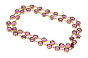 Vintage Austrian Gold Plated Purple Crystal Chiclet Necklace