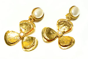 Sylvia Toledano Gold Plated Pearl Lucky Flower Earrings