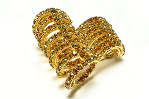 Roger Jean-Pierre 1950's Brown Yellow Crystal Prince of Walles Feather Brooch