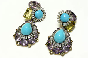 Iradj Moini Amethyst Turquoise Resin Interchangeable Long Earrings