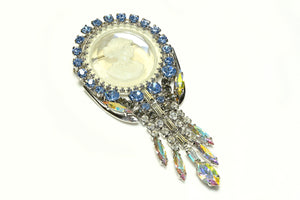 Vintage Juliana Blue Aurora Borealis Crystal Intaglio Brooch