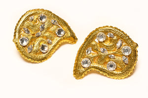 Yves Saint Laurent Paris Rive Gauche Crystal Paisley Large Earrings
