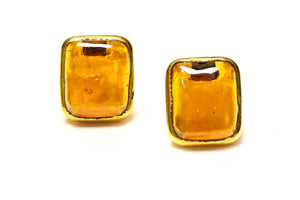 Vintage Maison Gripoix Paris Brown Poured Glass Earrings